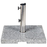 SONNENSCHIRMSTÄNDER Granit/Edelstahl grau 45/45 cm Ceggia - Silberfarben/Grau, Stein (45/45cm) - Beliani