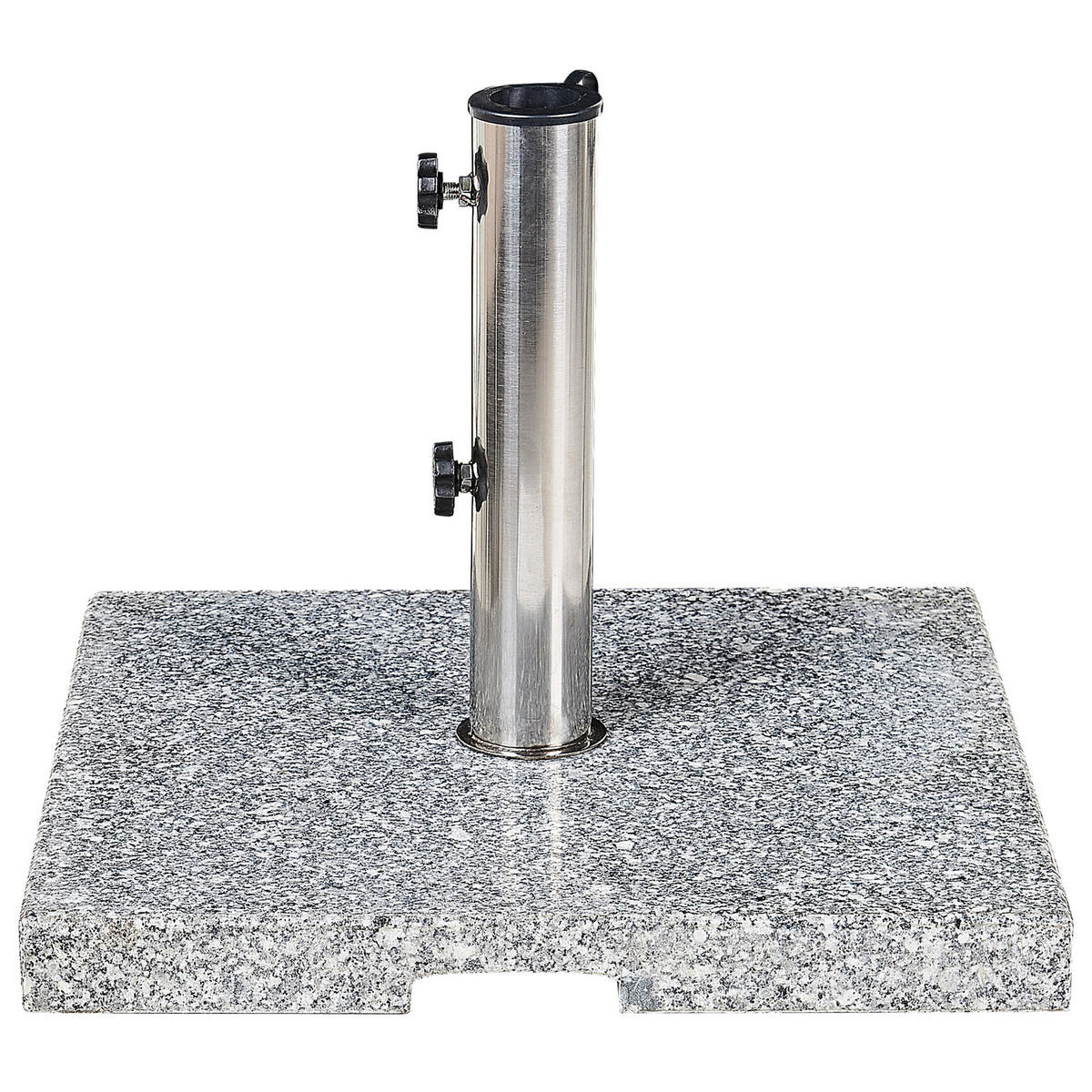 SONNENSCHIRMSTÄNDER Granit/Edelstahl grau 45/45 cm Ceggia - Silberfarben/Grau, Stein (45/45cm) - Beliani