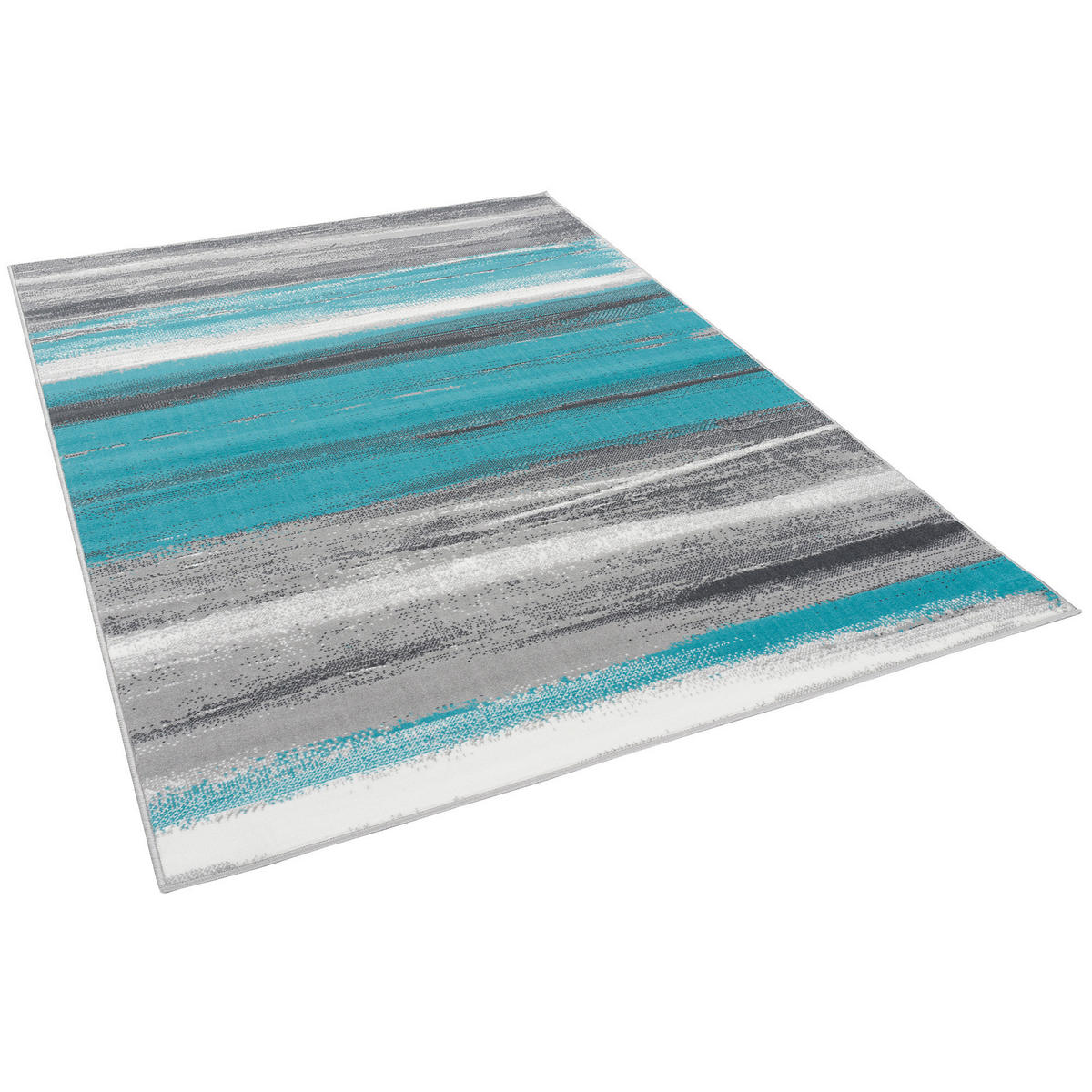 MODERN DESIGNER VELOURS TEPPICH SAMBA - Türkis/Grau, Textil (80/150cm) - Pergamon
