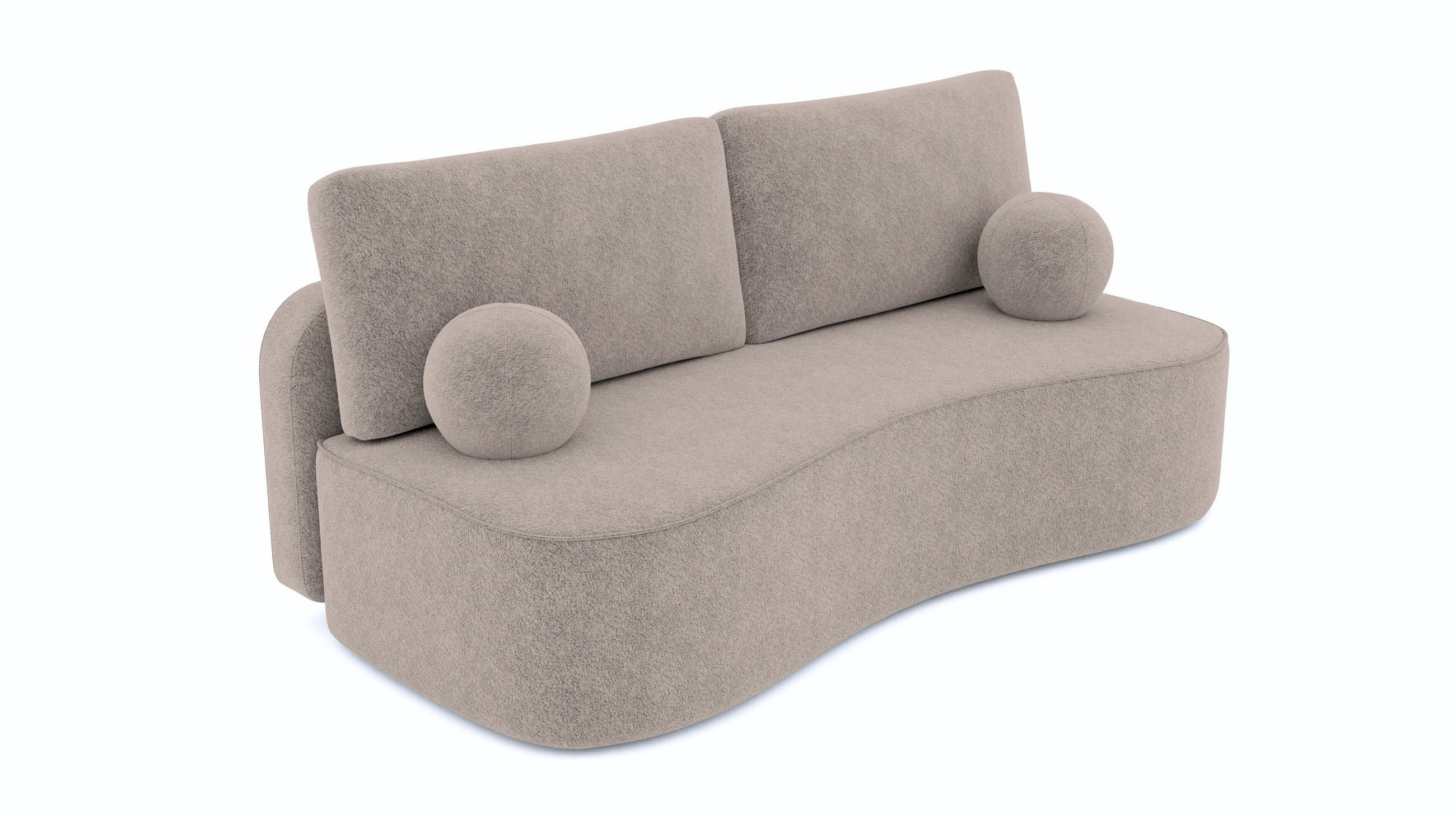 BETTSOFA SANDRO Beige Bucle-Stoff mit Schlaffunktion - Beige, Textil (101/93/207cm) - MASSENO