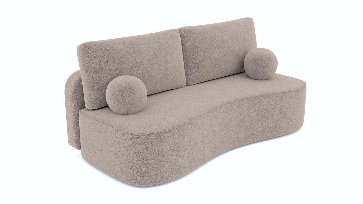 BETTSOFA SANDRO Beige Bucle-Stoff mit Schlaffunktion - Beige, Textil (101/93/207cm) - MASSENO