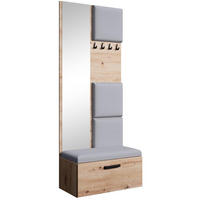 GARDEROBE Margaret III 81/203/43 mit gepolsterten Paneelen - Schwarz/Eiche Artisan, Holzwerkstoff/Kunststoff (81/203/43cm) - Beautysofa