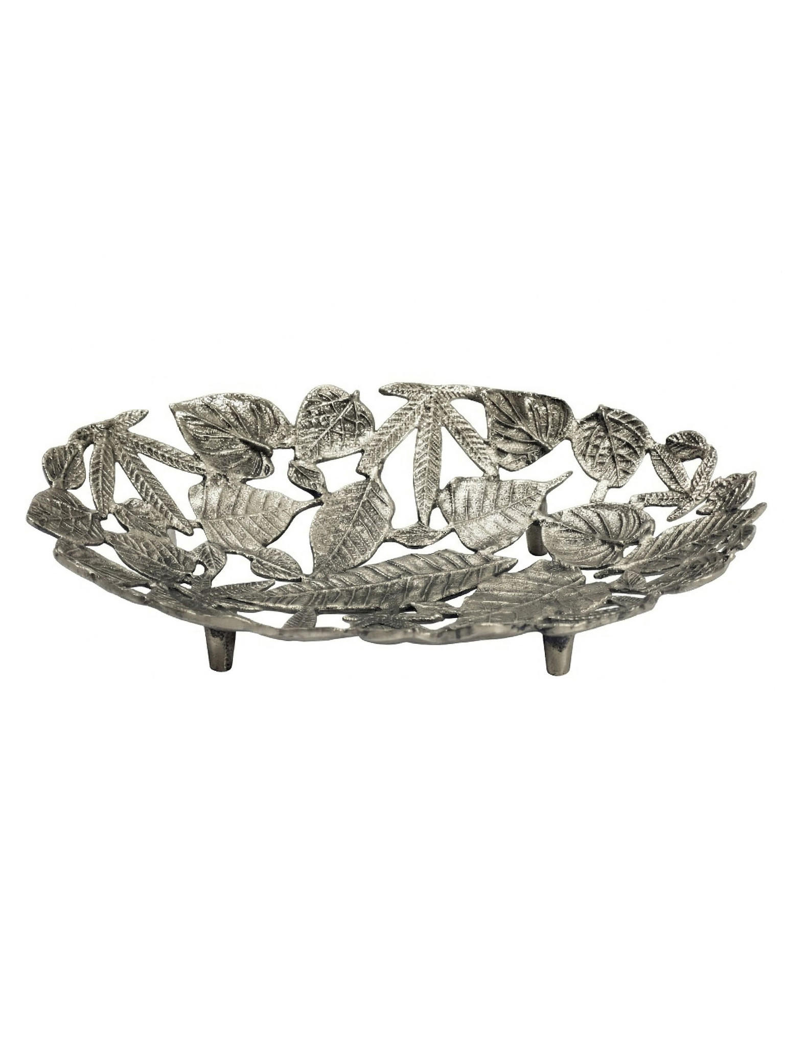 DEKOSCHALE RECANATI, Aluminium, handgefertigt, Silber, 49 x 31 x 8 cm - Silberfarben, Metall (8cm) - KADIMA DESIGN