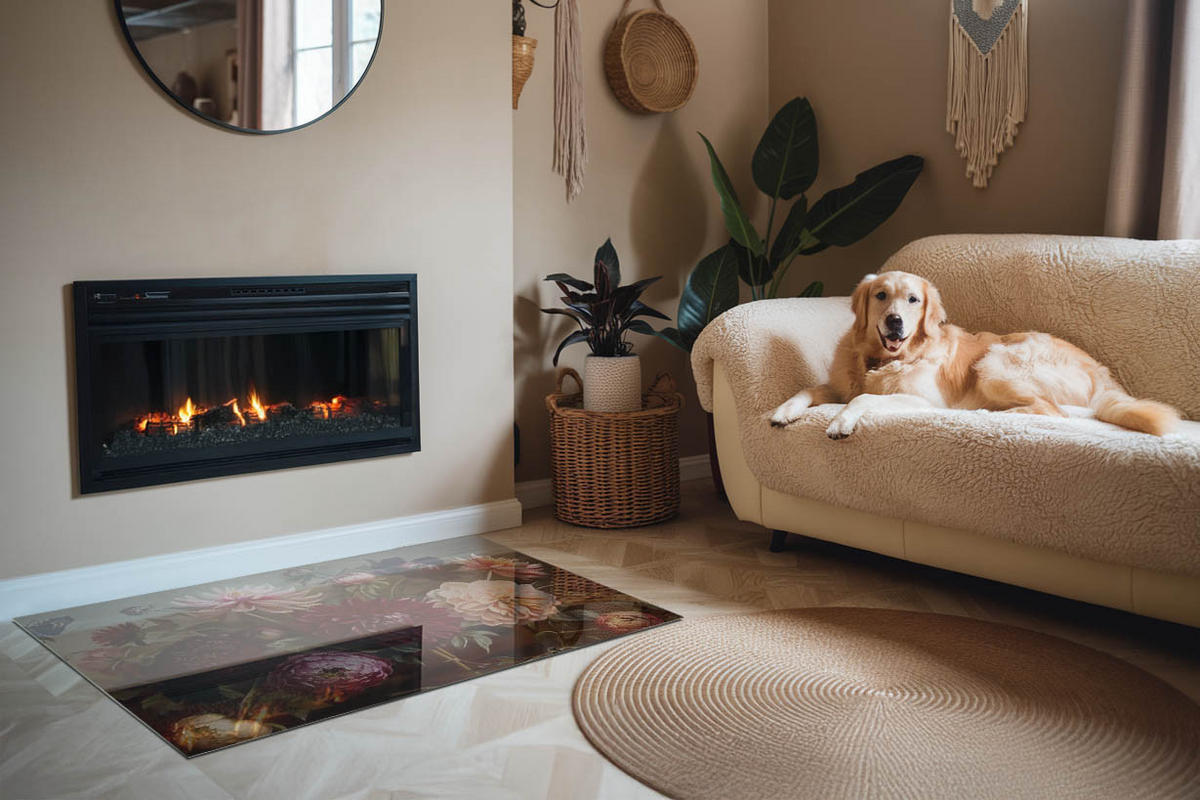 GLASPLATTE für Kamin 120x80 cm Bordeaux - Weinrot, Glas (120/80/0.4cm) - ArtPrintCave