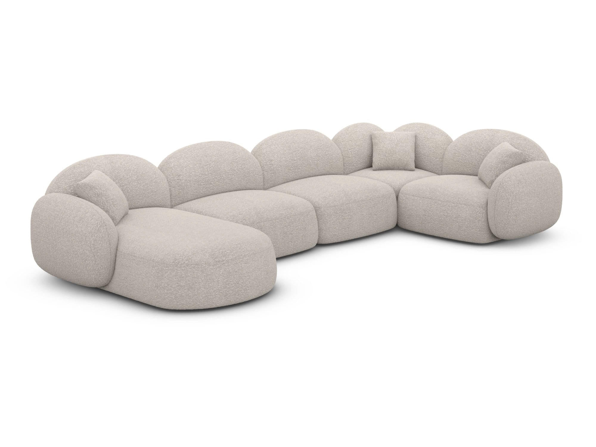 WOHNLANDSCHAFT Mirello U-Form Pearl Bouclestoff - Perlmutt, Textil (333/77/193cm)