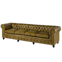 SOFA 4-Sitzer Echtleder 274x82x75 grün CHESTERFIELD #304 - Grün, Leder (274/75/82cm) - Massivmoebel24