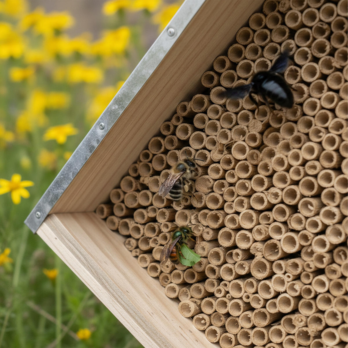 BIENENHOTEL - Hellbraun, Holz/Papier (31.5/31.5/20cm) - Relaxdays