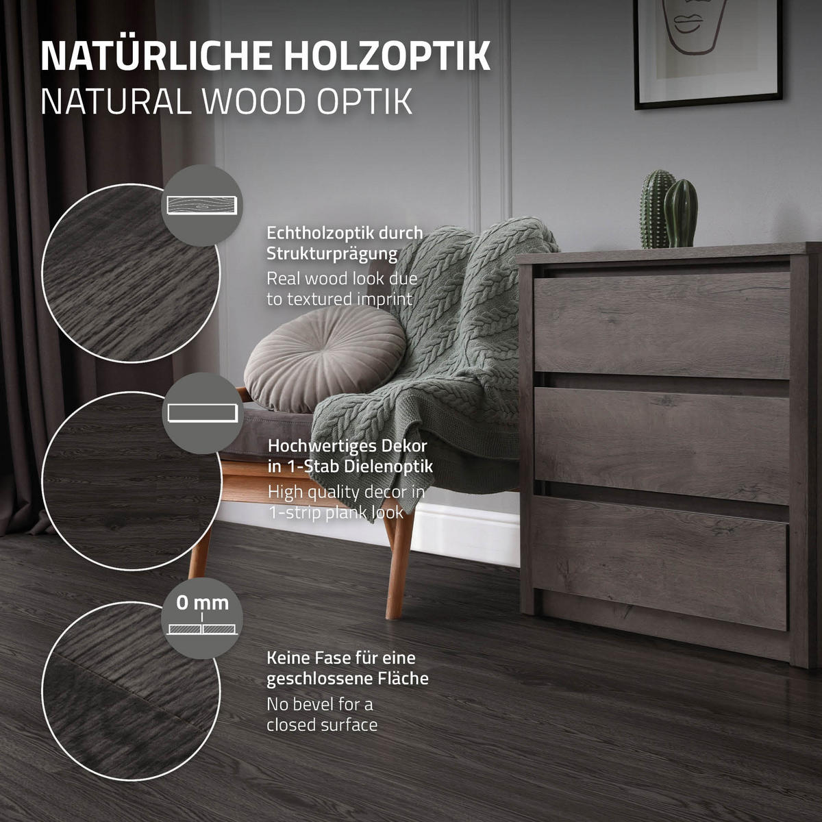 VINYLBODEN selbstklebend 11,15m²/80 Dielen Eiche dunkelgrau - Dunkelgrau, Kunststoff (91.5/15.3/0.2cm) - ML-DESIGN