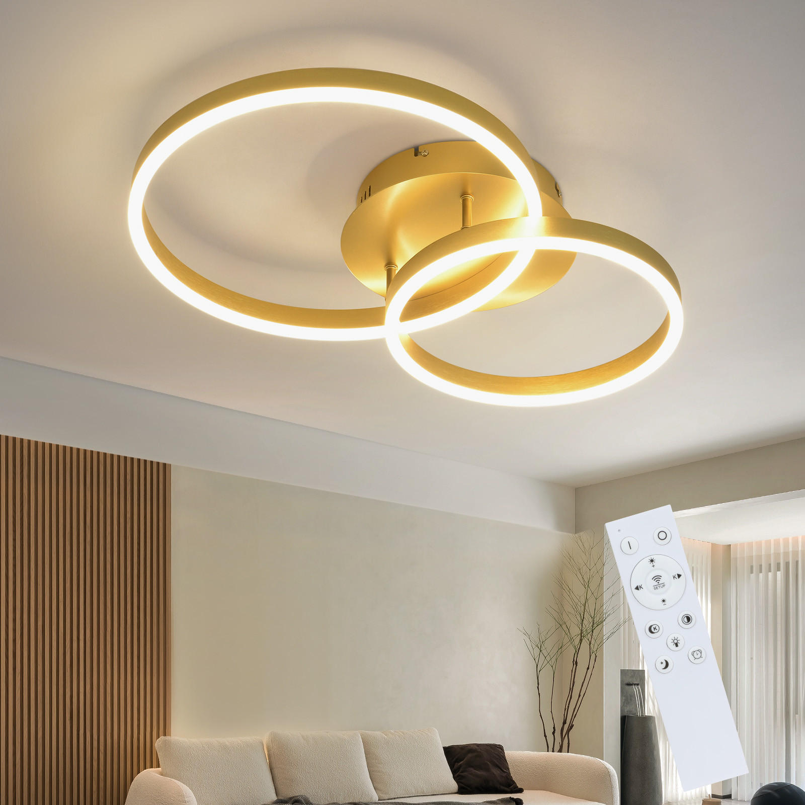 LED-DECKENLEUCHTE Peldar 59.0/40.0/12.0 cm - Goldfarben, Metall (40/59/12cm) - ZMH