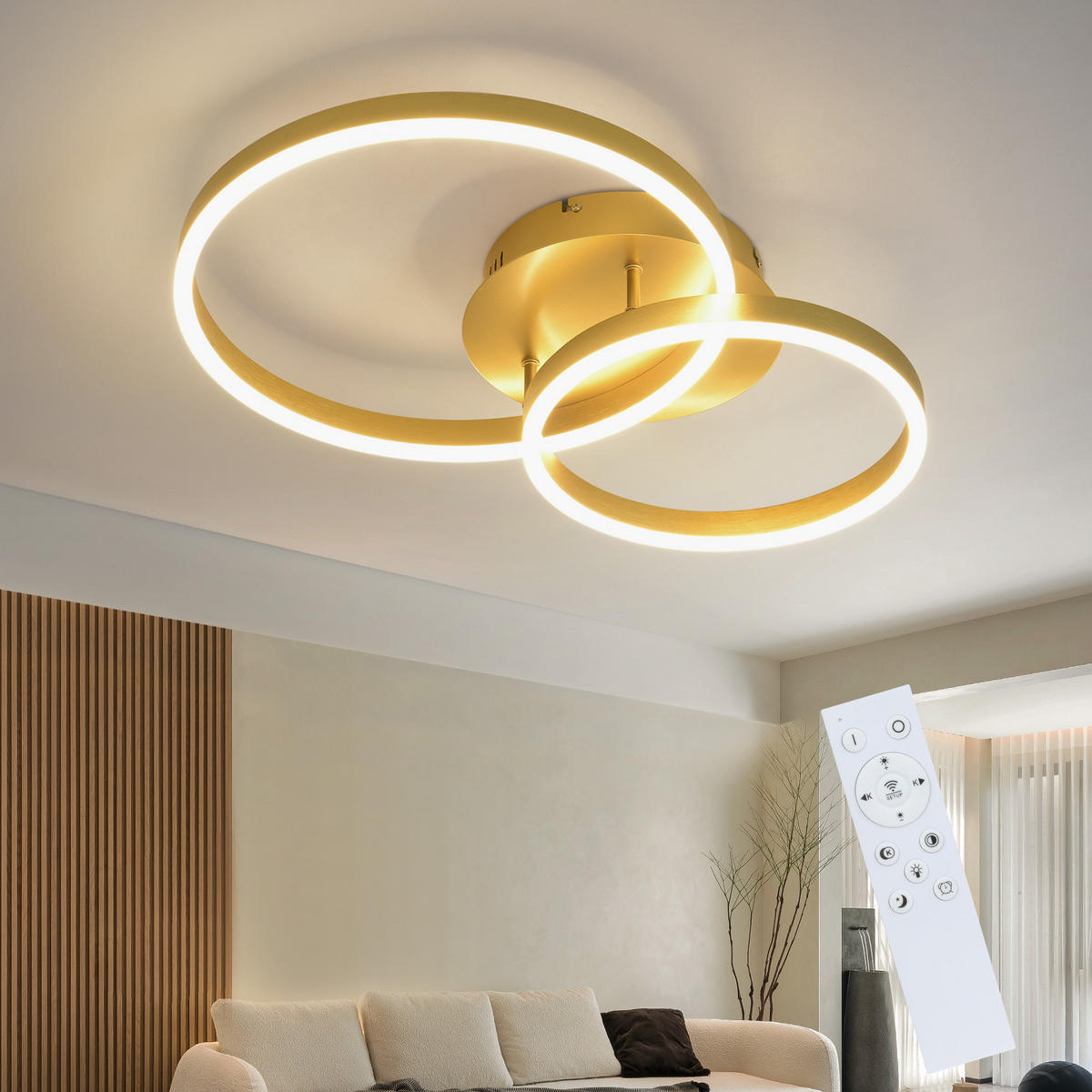 LED-DECKENLEUCHTE Peldar 59.0/40.0/12.0 cm - Goldfarben, Metall (40/59/12cm) - ZMH