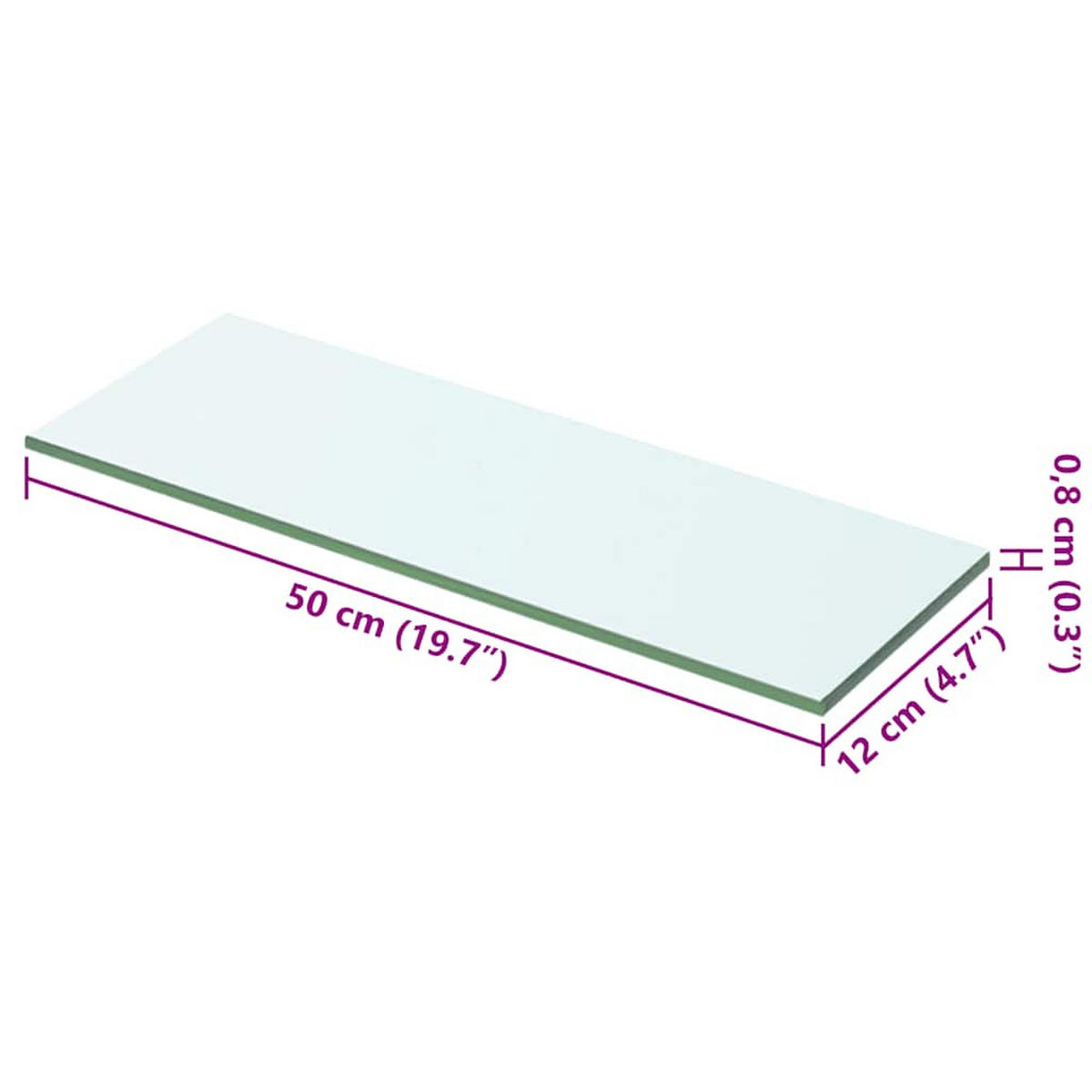 REGALBODEN Glas Transparent 50/12 Cm - Transparent, Glas (12/0.8/50cm) - vidaXL