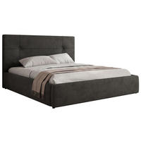 ČALÚNENÁ POSTEĽ CALERIO CLASSIC 140/200 - Tmavosivá Samet - Matrac Multipocket - čierna/tmavosivá, textil/plast (140/200cm) - MKS