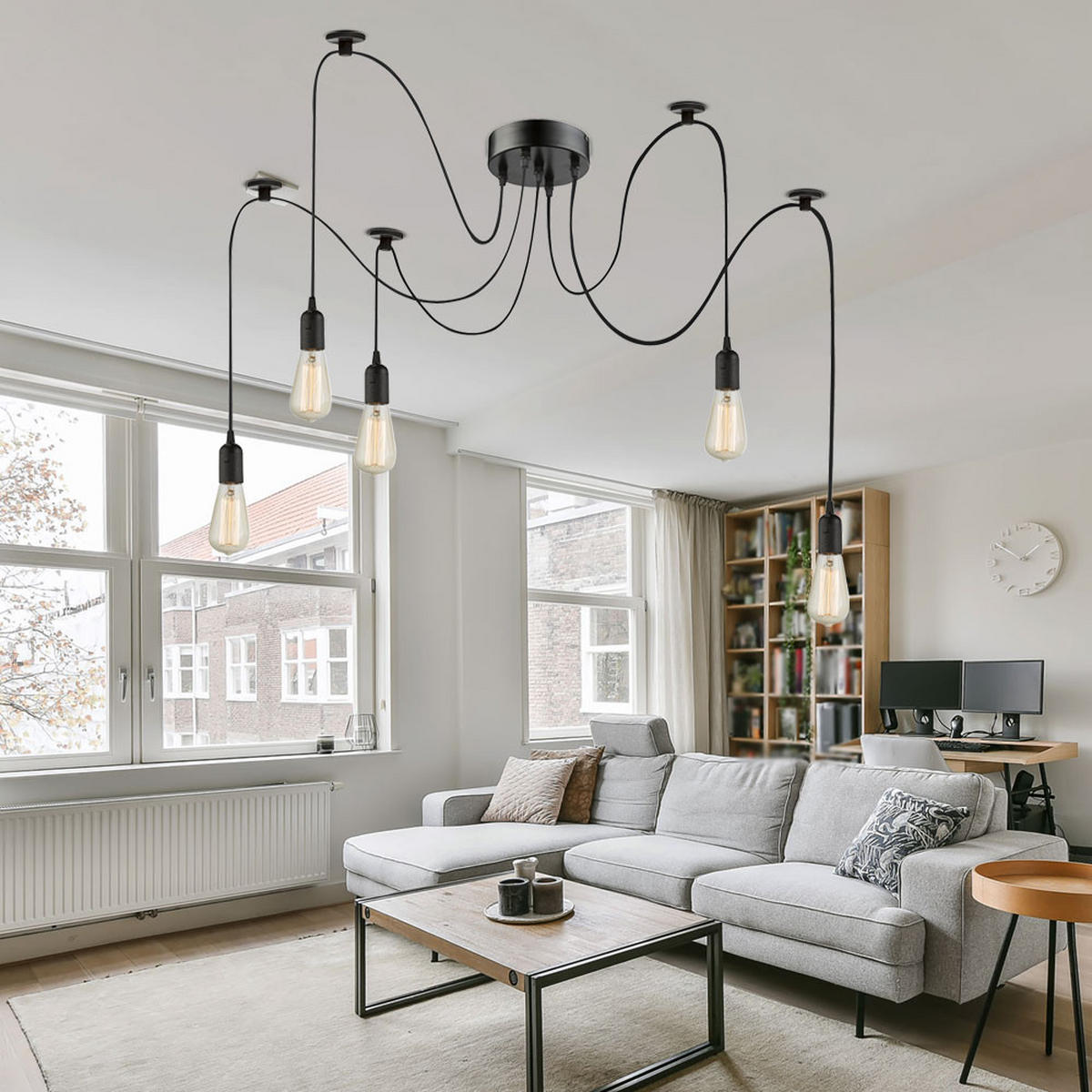 LED HÄNGELEUCHTE MARACANA Metall Schwarz - Schwarz, Textil (15/15/100cm)