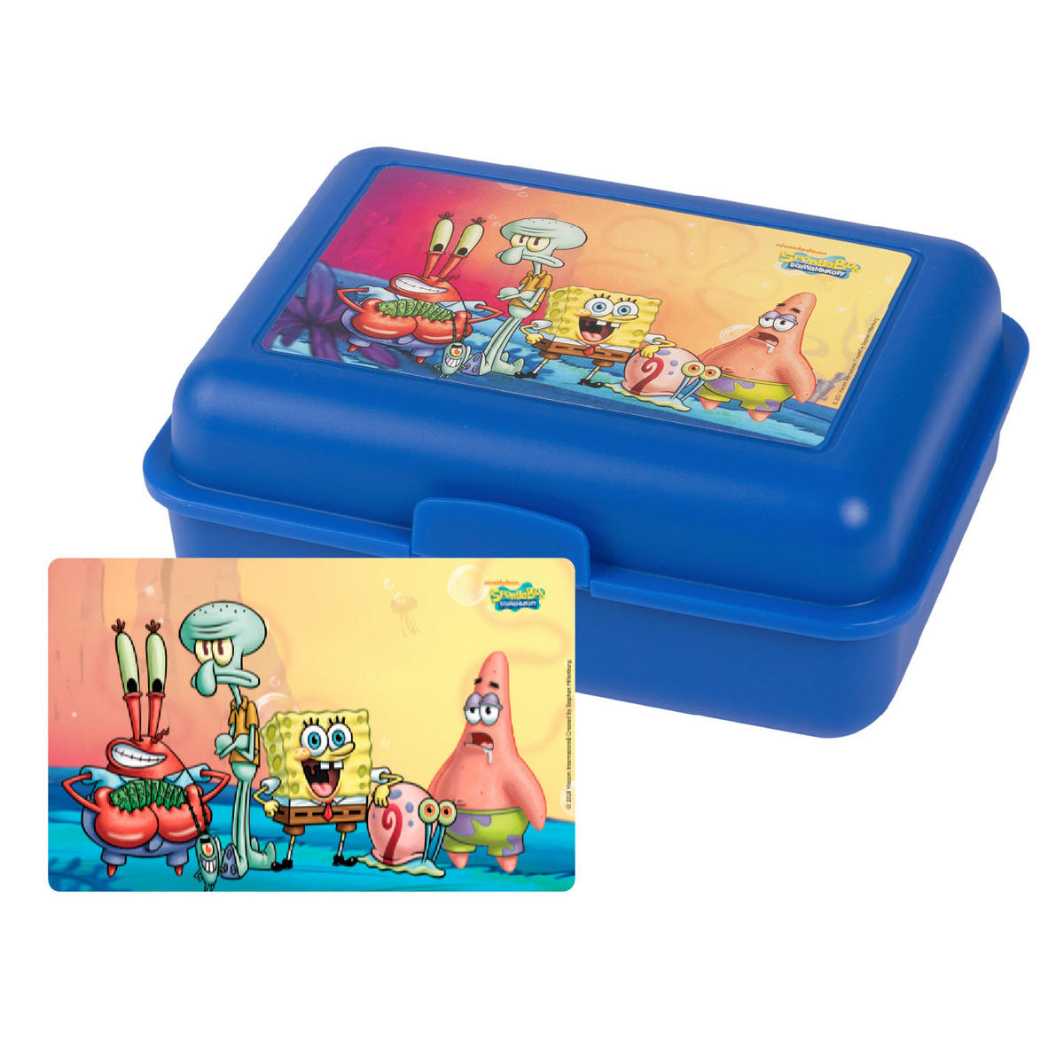 BROTDOSE Spongebob Schwammkopf Alle Freunde Blau 17,5 x 12,8 x 6,9 cm - Blau, Kunststoff (17.5/6.9/12.8cm)