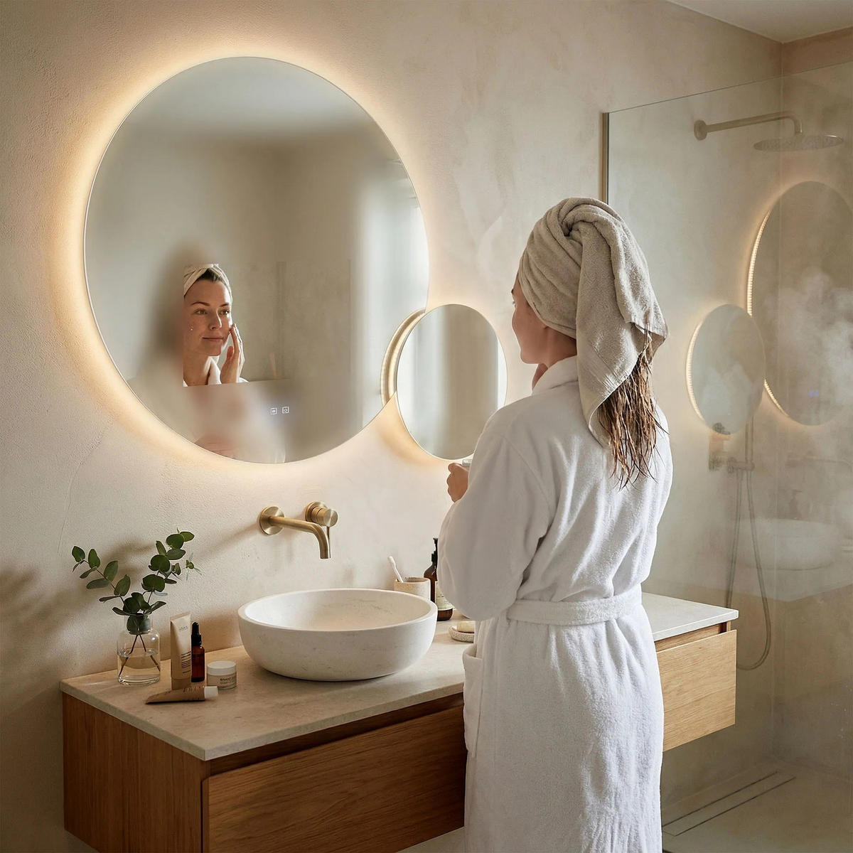SPIEGEL Rea Led R-8040 80cm + 40cm - Transparent, Glas (80/80/2cm) - REA