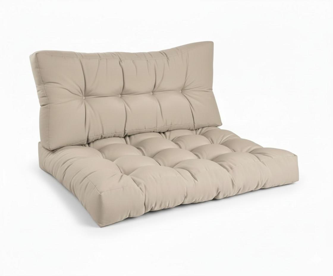 PALETTENKISSEN ECO Style Sitz 120x80x15cm Natur + Rücken (1tlg) - Beige, Textil (80/15/120cm) - Beautissu 