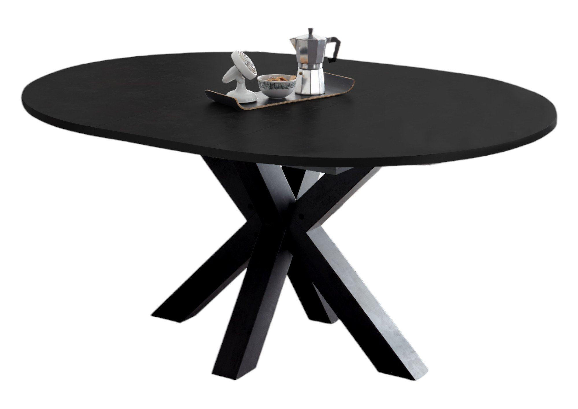 ESSTISCH Rund ausziehbar Edda 9 110 x 110 x 78 Küchentisch Schwarzstahl - Grau, Holz (110/110/78cm) - 58aufmkessel