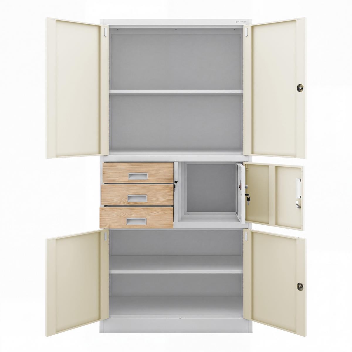 AKTENSCHRANK FILIP II 185x90x40 cm - Weiß/Sonoma Eiche, Metall (90/185/40cm) - Jan Nowak
