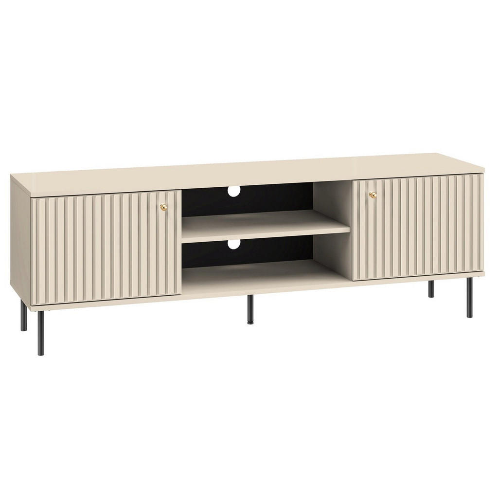 Selsey TV stolek Caletto béžový s lamelovou strukturou 160/53/40 cm