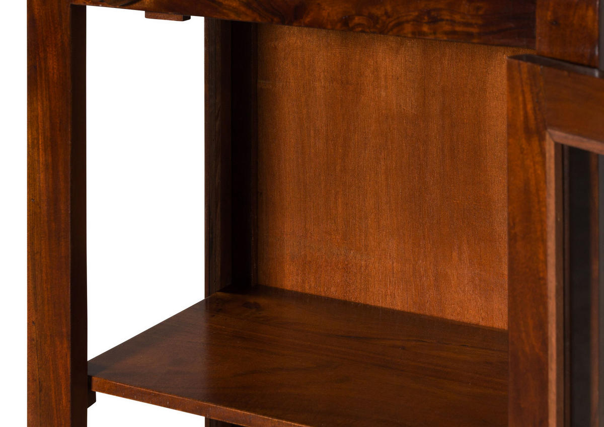 VITRINE Akazie 72x40x155 nougat lackiert OXFORD #527 - Dunkelbraun, Holz (72/155/40cm) - Massivmoebel24