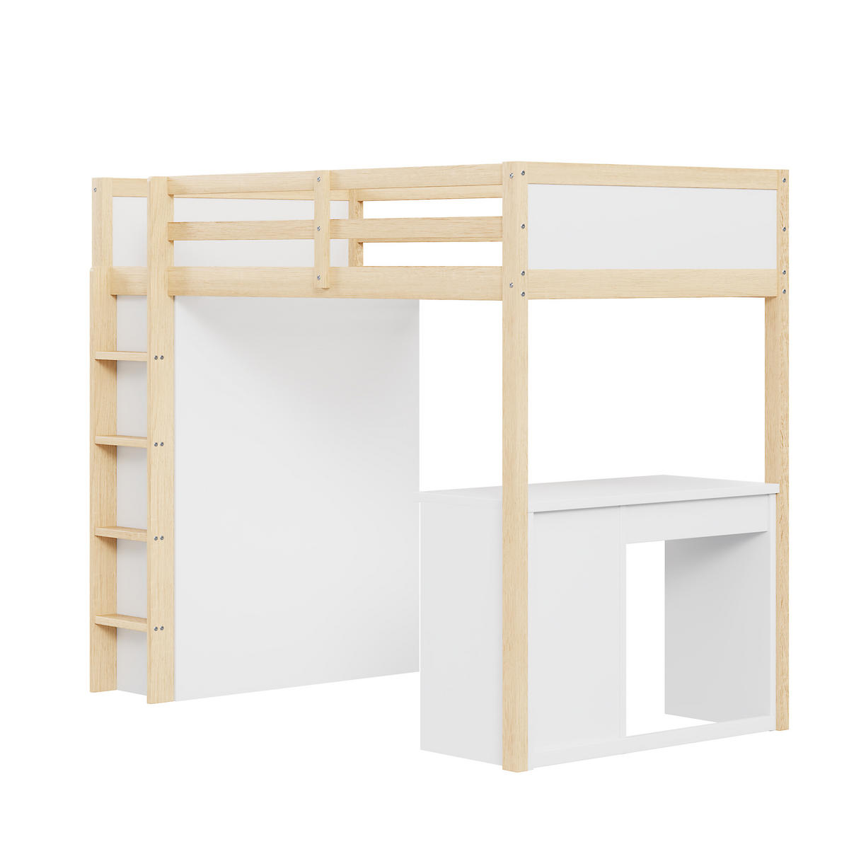 HOCHBETT 90/200 cm aus Holz mit Stauraum und Computertisch - Naturfarben, Holzwerkstoff (90/200cm) - OKWISH