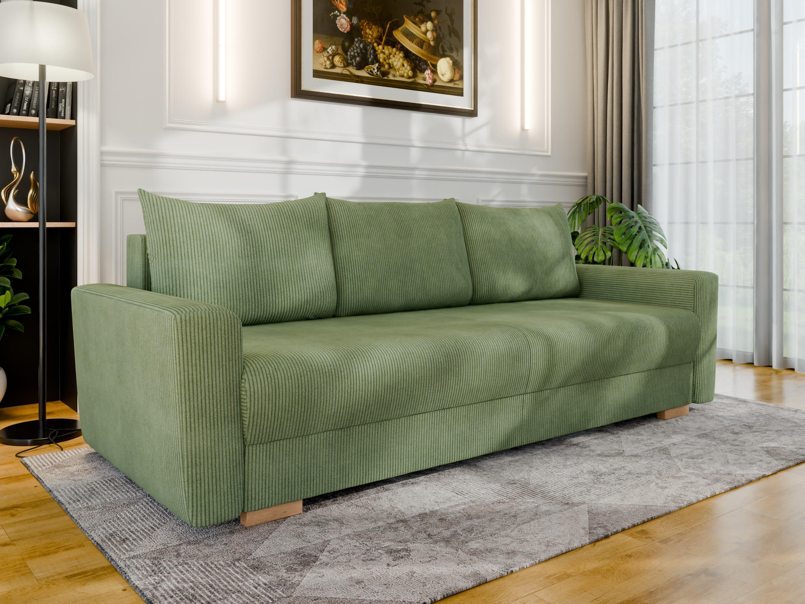 3-SITZER-SCHLAFSOFA ELMA mit Bettfunktion, grün - Grün, Holz (92.5/79/230cm) - Panda Möbel