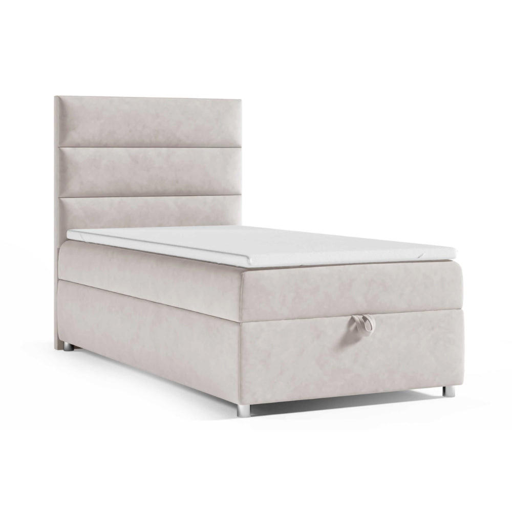 BOXBETT mit Bettkasten Trinity K4-SINGLE Bonellfederkern inkl. Topper - Creme, Holz/Holzwerkstoff (90/200cm) - Best For Home