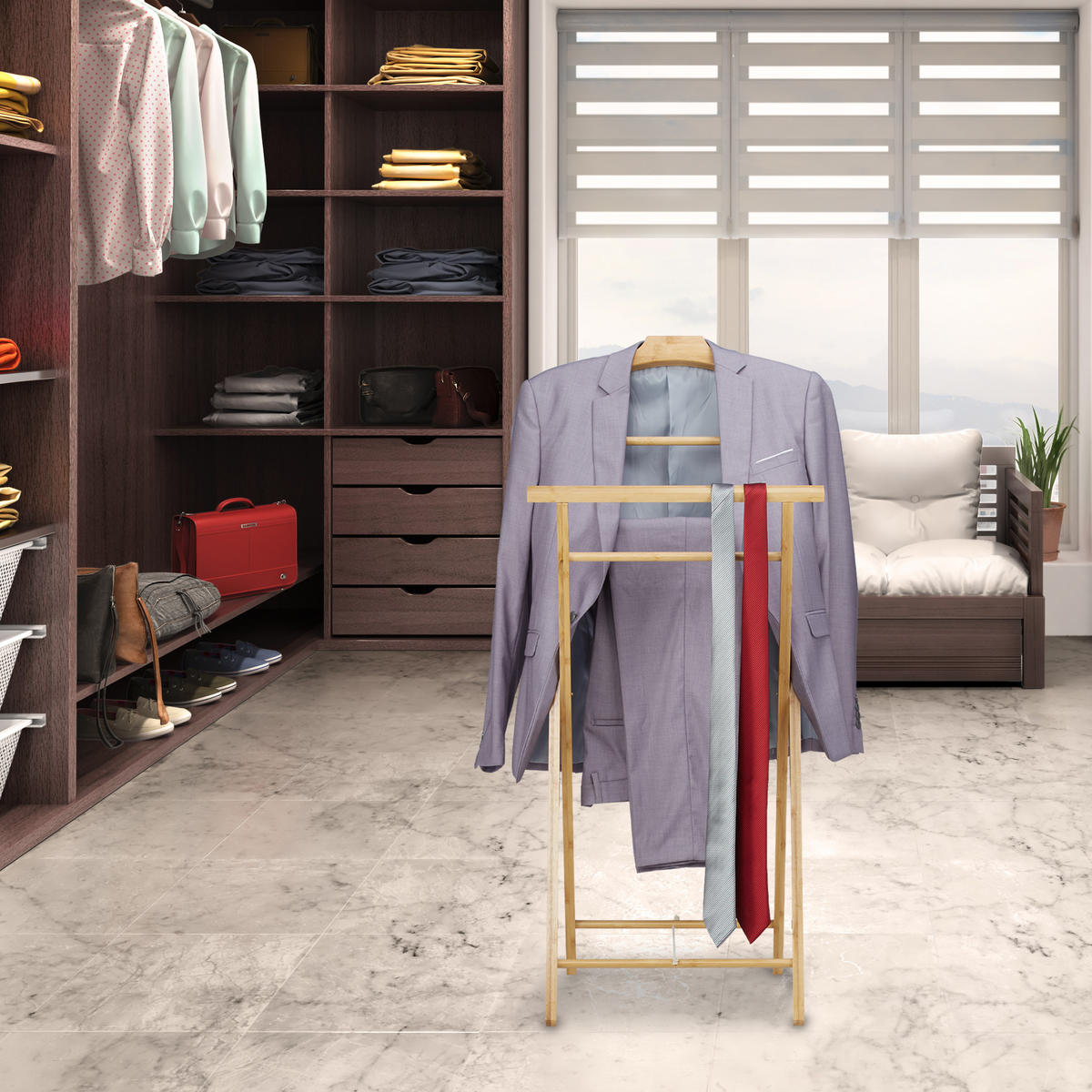 STUMMER Diener - Hellbraun, Holz (47/110/38cm) - Relaxdays