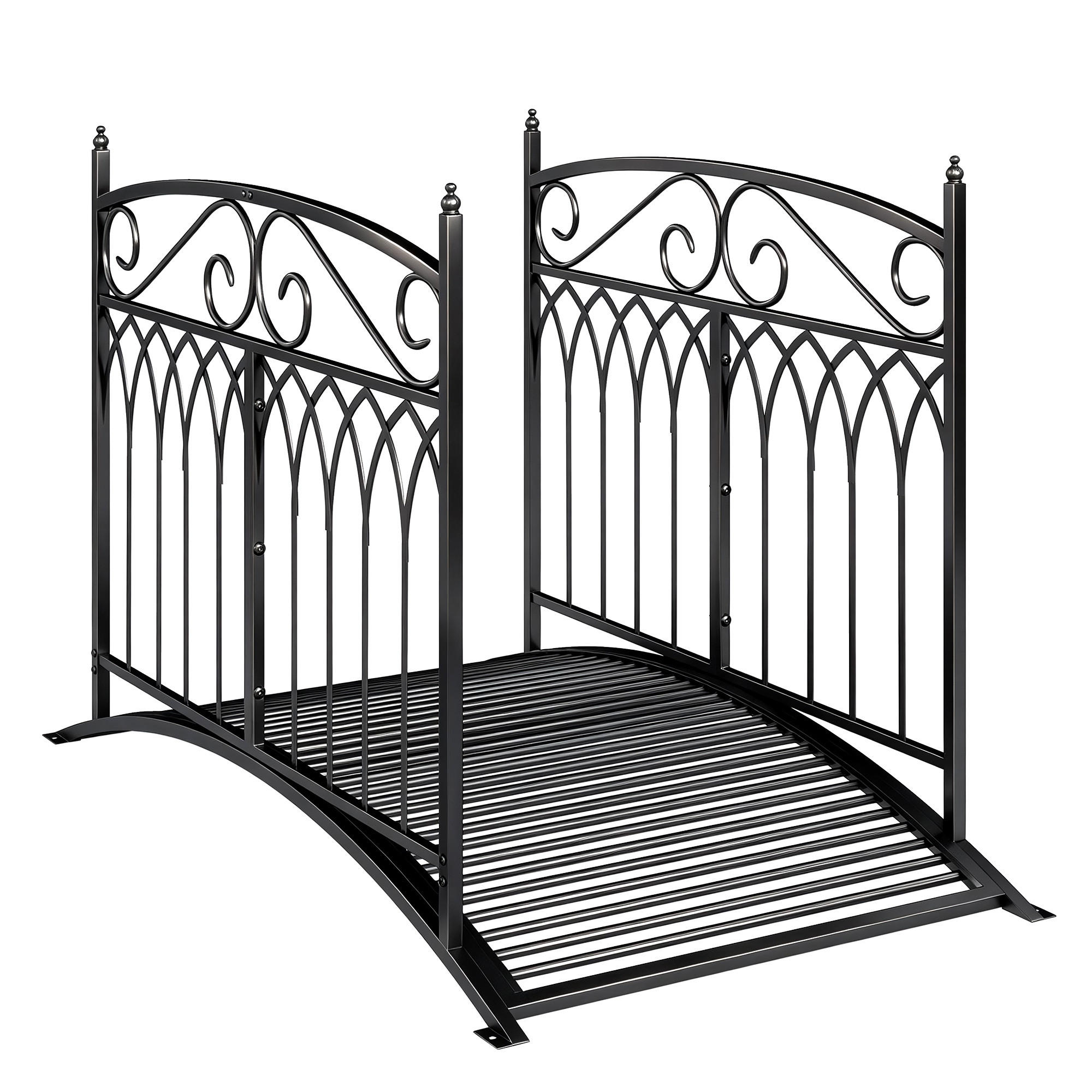 GARTENBRÜCKE Metall Schwarz - Schwarz, Metall (135.5/74/91cm) - Outsunny