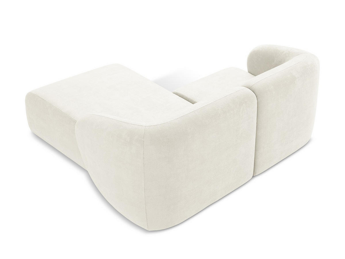 ECKSOFA Rechts Chenille Stoff Weiß - Schwarz/Weiß, Holzwerkstoff/Kunststoff (178/166cm) - Makamii