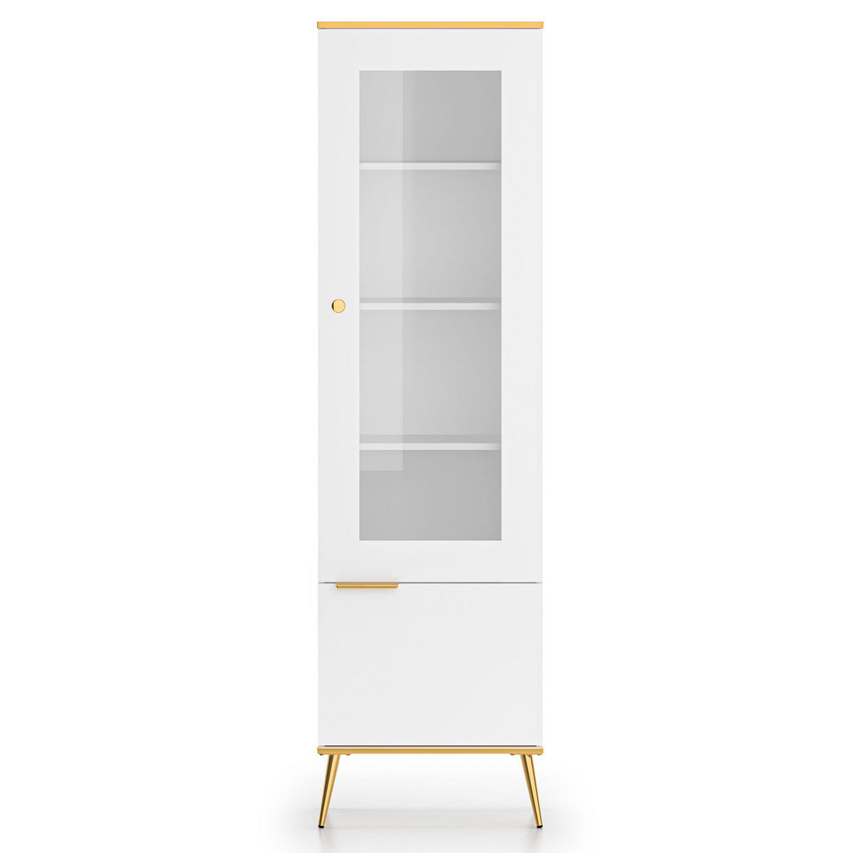 GLASVITRINE VELTI,Weiß - Weiß, Glas/Holzwerkstoff (55/195/40cm) - KONSIMO®