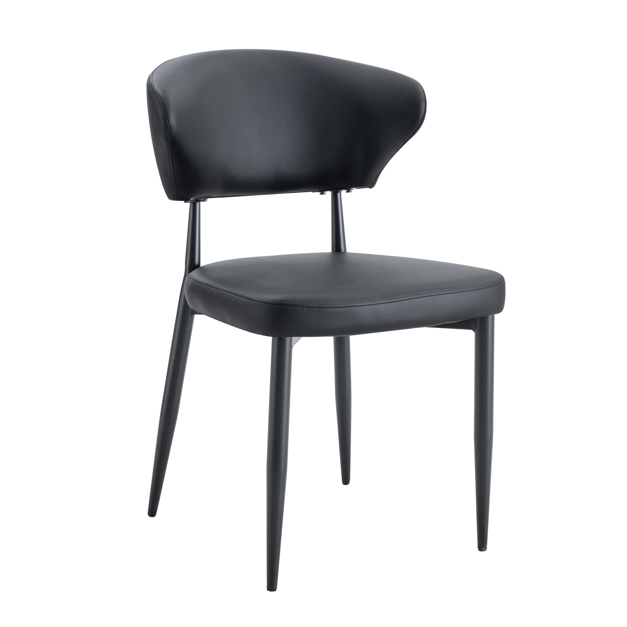 STUHL-SET DE-36505 2 Stück mit PU-Bezug und Metallbeinen Schwarz - Schwarz, Metall (45/80/50cm) - ComfortXL