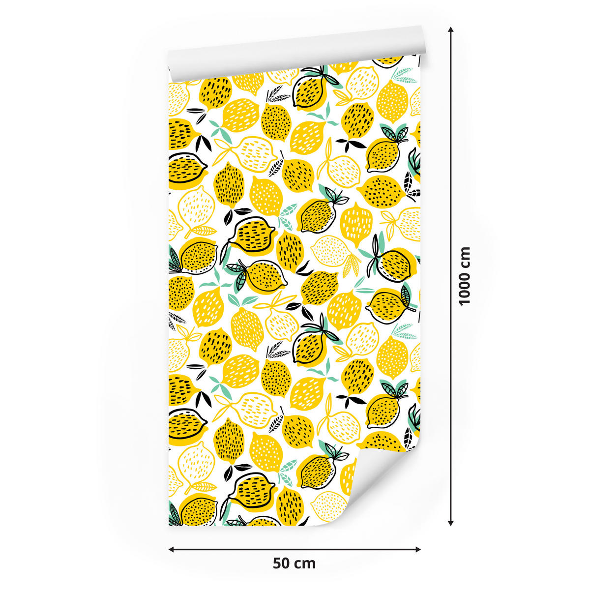 VLIESTAPETE Zitronen und Blätter – Gelb, Grün, Weiß – 50x1000 cm - Gelb/Weiß, Papier (50/1000cm) - Muralo
