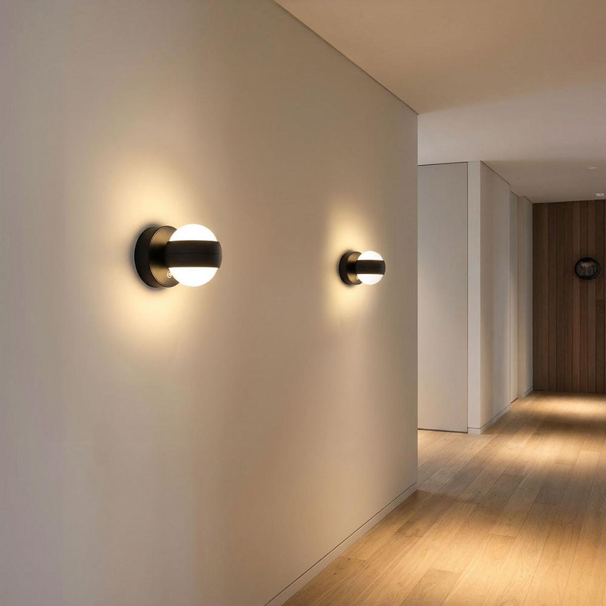 WANDLEUCHTE RANDI, Schwarz, LED, Akku, Touchdimmer, 2er Set - Schwarz, Kunststoff (12.5/10/10cm) - Globo Lighting