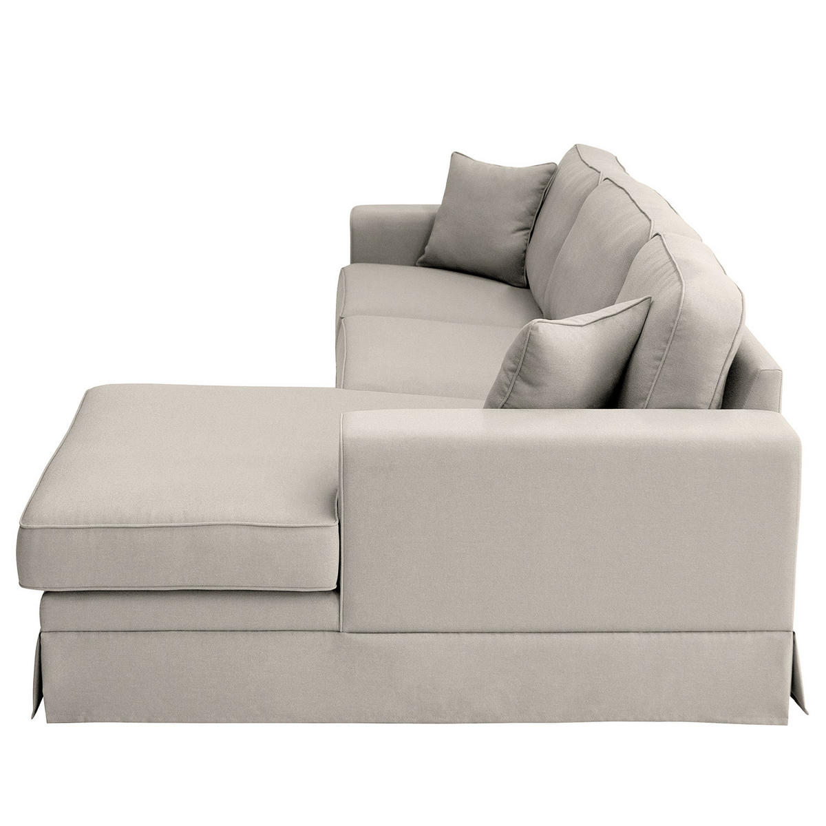 ECKSOFA mit Husse - Longchair, Webstoff - Hellgrau/Schwarz, Kunststoff/Textil (300/165cm) - home24