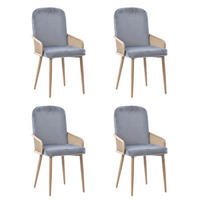 ESSZIMMERSTUHL 4er-Set Samt Rattan-Design Grau - Grau, Holz (45/90/45cm) - Meubliv