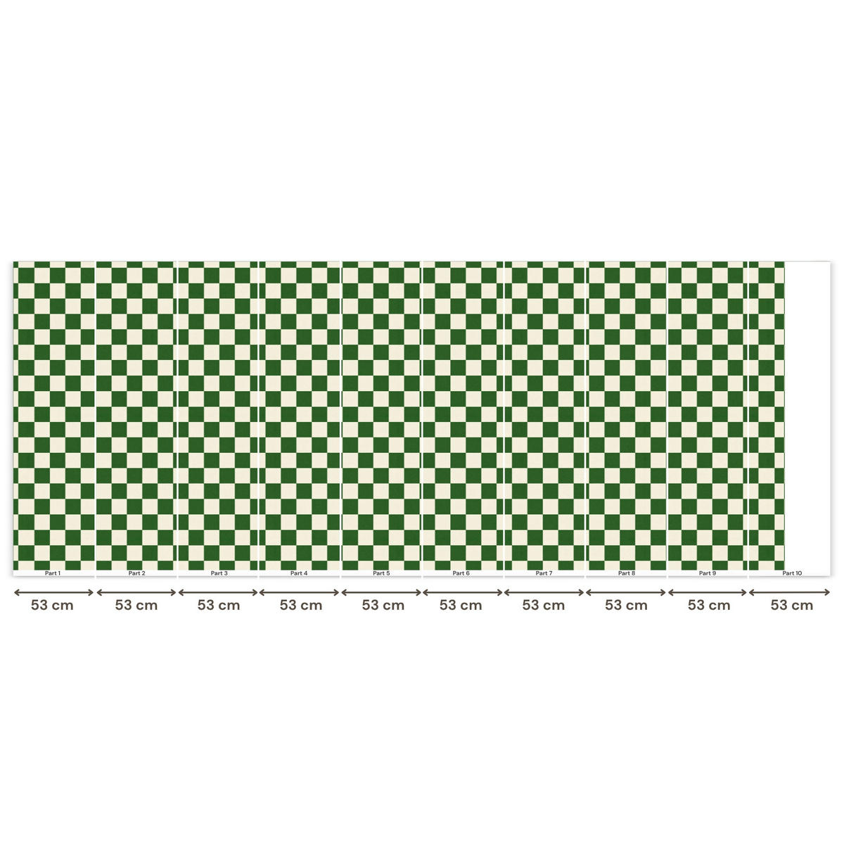 KINDERTAPETE - Schachbrett - Muster - Grün - 500x200 cm - Grün, Papier (500/200cm) - OnlyWow