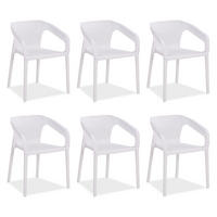 GARTENSTUHL 6er-Set Kunststoff Weiß mit Armlehnen - Weiß, Kunststoff (330/75/54cm) - Homestyle4u