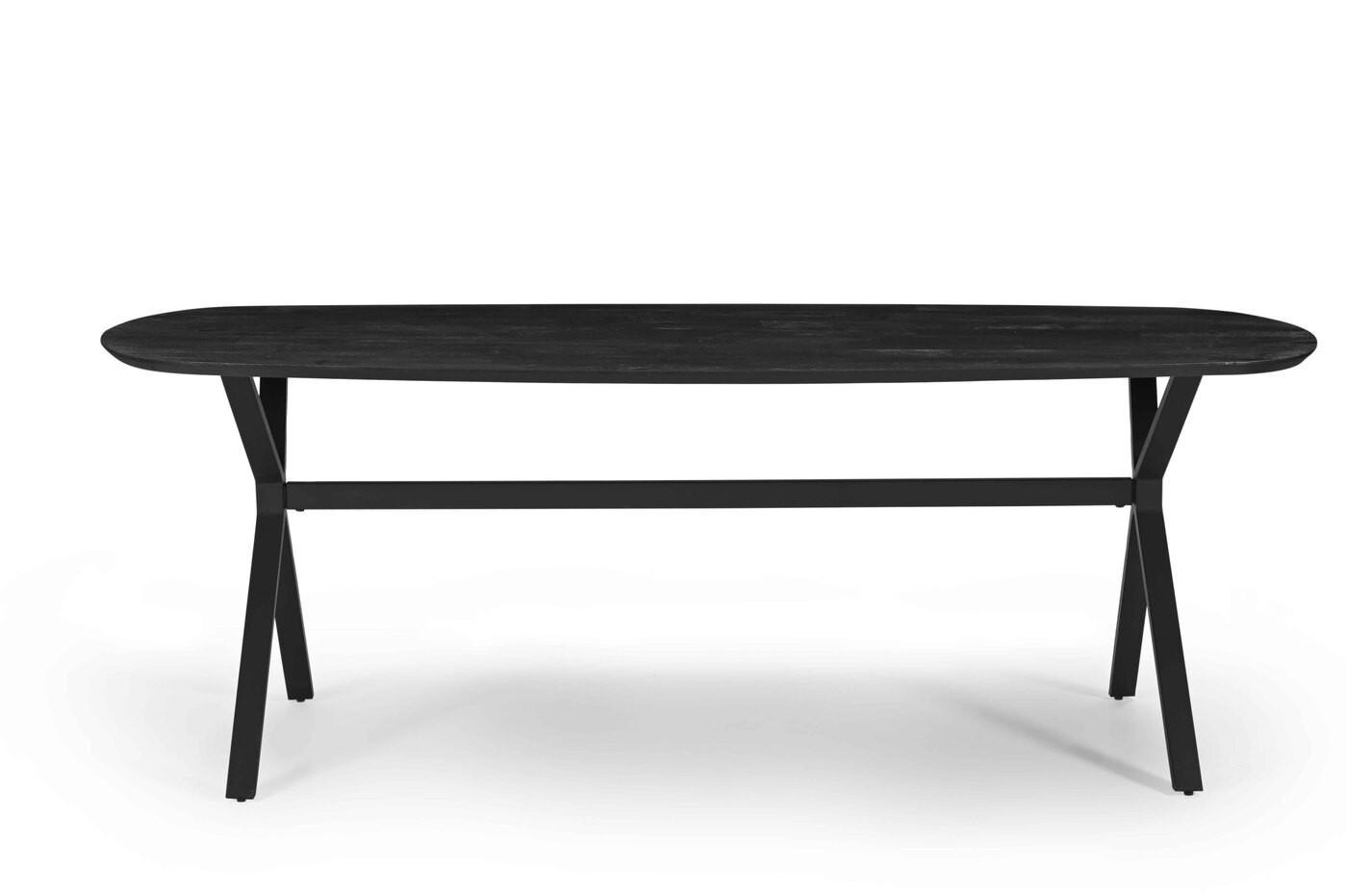 ESSTISCH oval aus Mangoholz 220cm, schwarz - Schwarz, Holz (220/100/77cm) - Giga Meubel