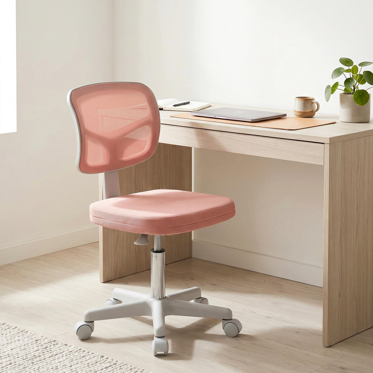 BÜROSTUHL Rosa ohne Armlehnen 48/48/77,5-89,5 cm - Pink, Textil (48/89.5/48cm) - PANGIVO