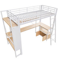 HOCHBETT 90/200 cm DE-04995, mit LED, Schreibtisch und Lochwand in Weiß - Weiß, Metall (90/200cm) - ComfortXL