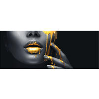 GLASBILD 80x30 cm Lips schwarz gold - Gelb, Glas (80/30cm) - artissimo