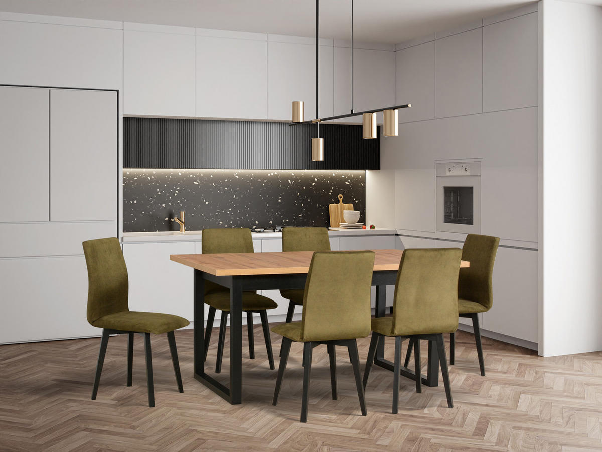 STUHL 2er Set LUNA 2, natür buche,zetta 297 - Beige/Grün, Holz (43/90/40cm) - Leaf Design