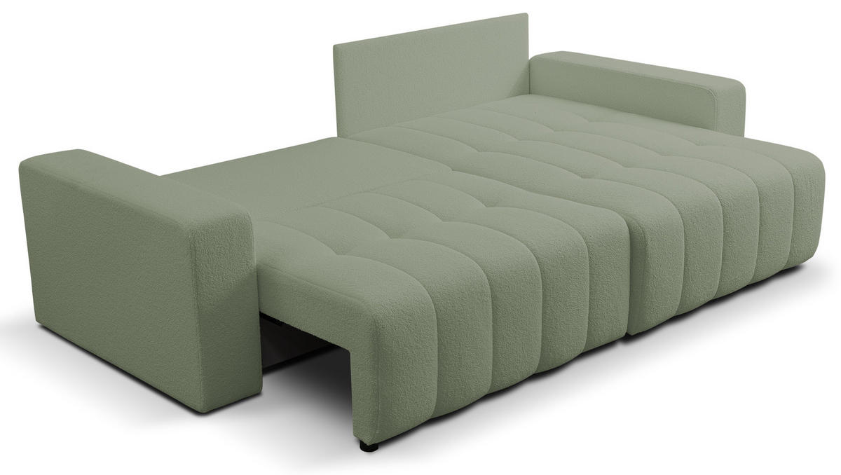 ECKSOFA Palermo mit Schlaffunktion und Bettkasten - Hellgrün, Holz/Holzwerkstoff (245/143cm) - Ravio