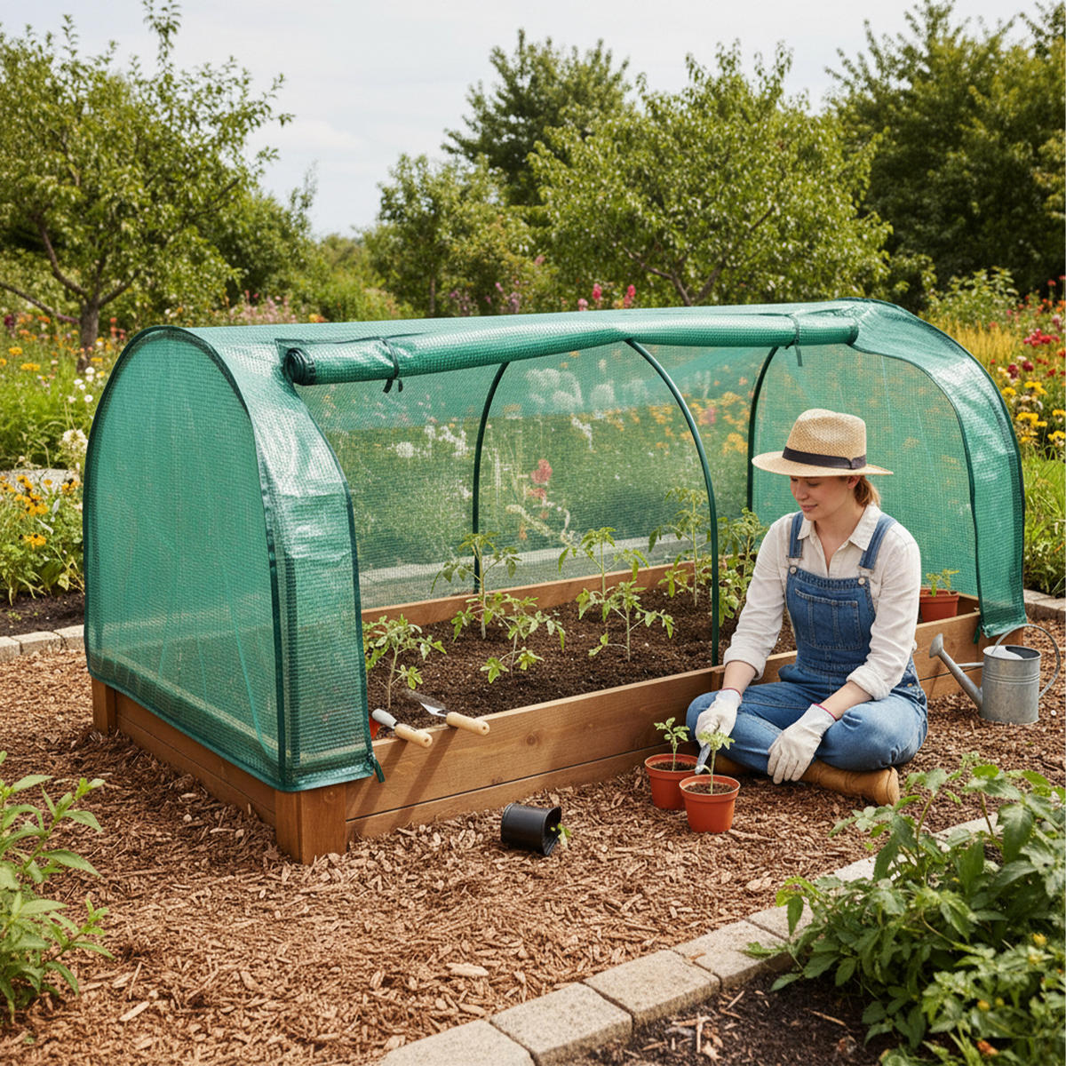 FRÜHBEET - Dunkelgrün, Kunststoff/Metall (200/80/100cm) - Relaxdays