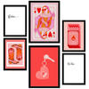 POSTER Set Mit 6 Moderne KunstIn Rosa A3 & A4 Schwarzer Rahmen - Schwarz, Papier (29/3cm) - Nacnic