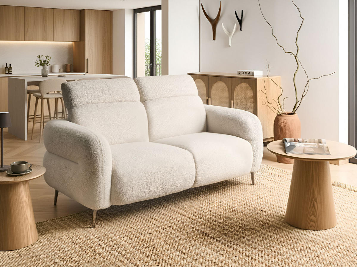 2-SITZER-SOFA Bouclé Cremeweiß Artuna - Creme, Textil (164/78/92cm) - Beliani