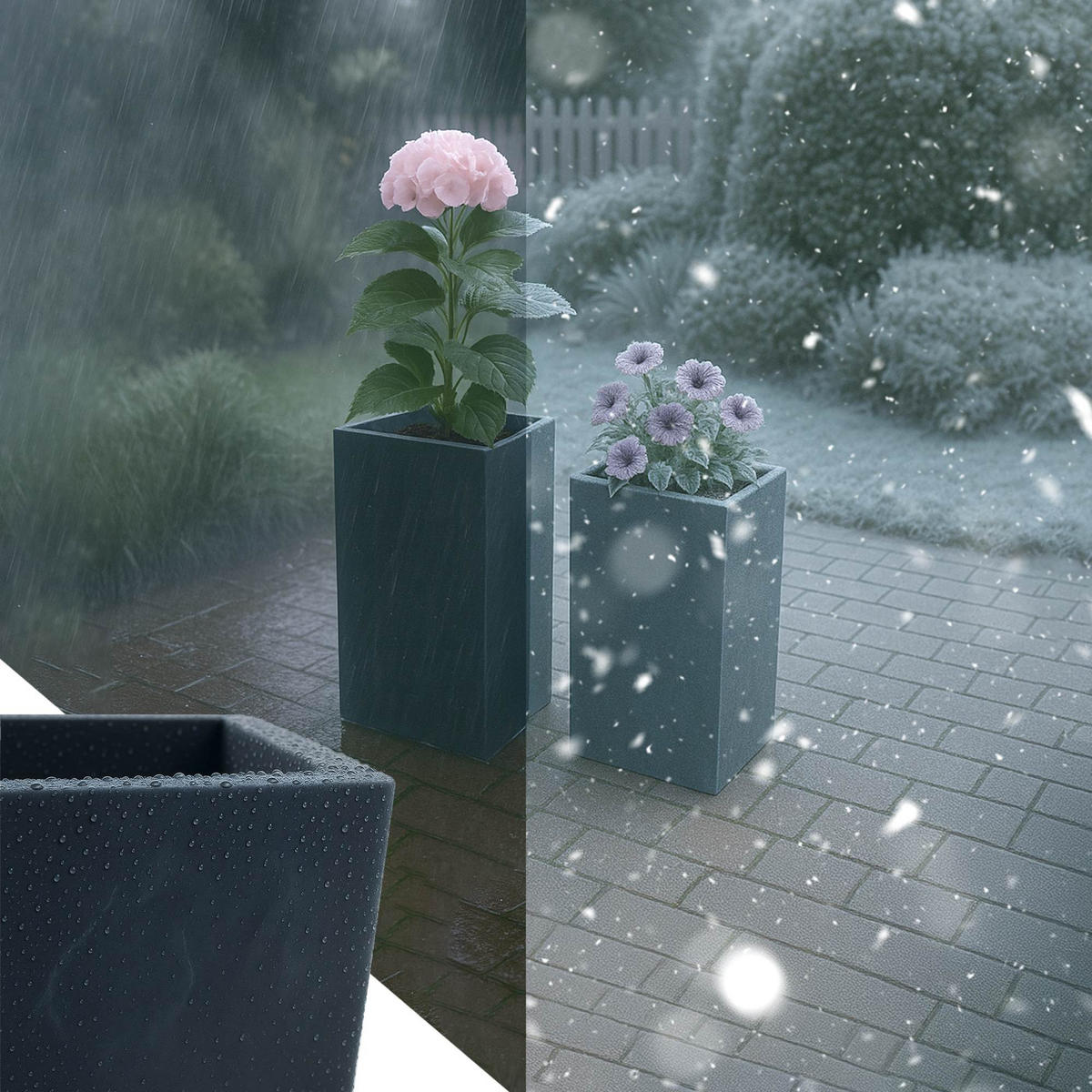 PFLANZKÜBEL 2er Set Anthrazit - Anthrazit, Kunststoff (80cm) - CLP