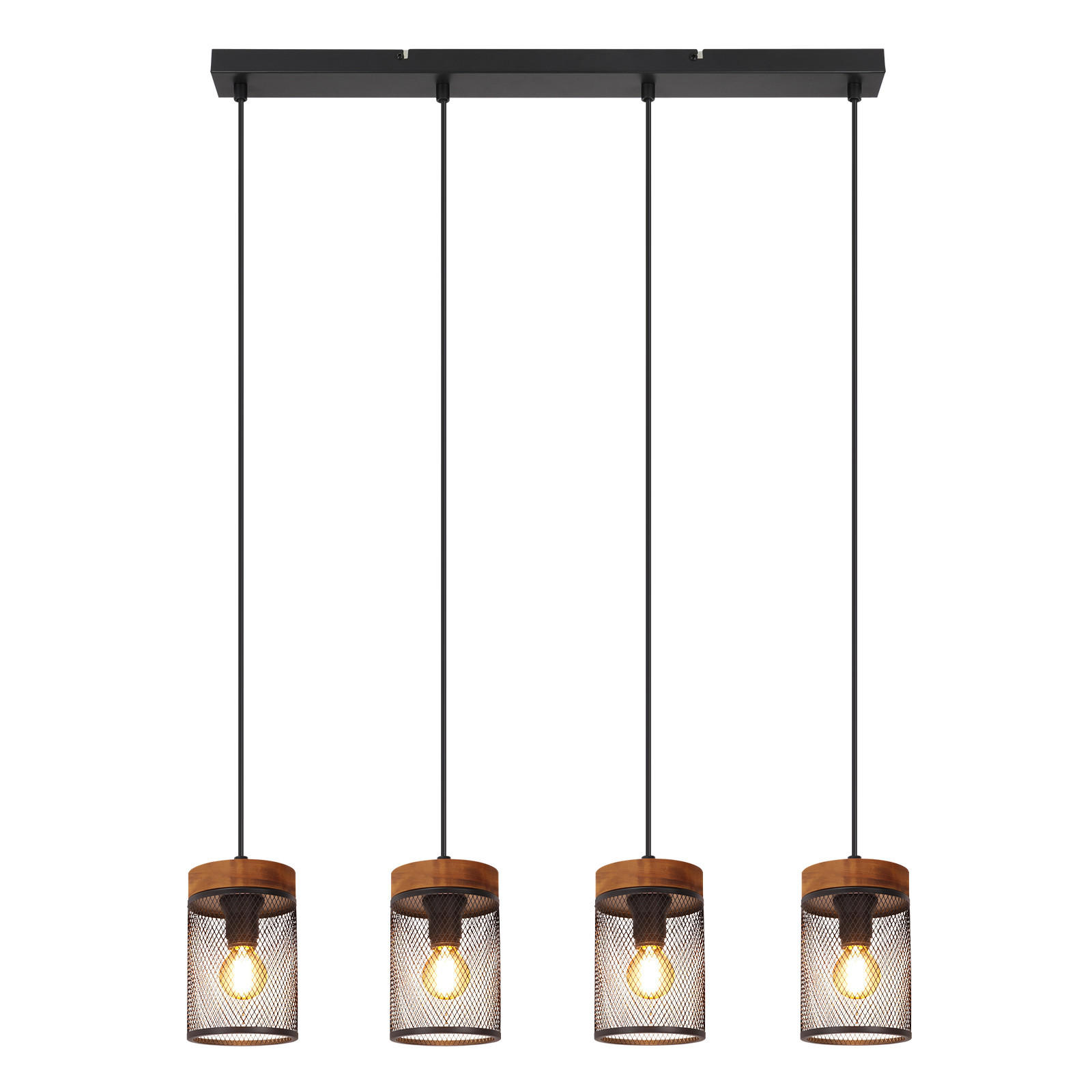 PENDELLEUCHTE Rhyven 65/10/150 cm - Schwarz/Braun, Holz/Metall (65/10/150cm) - ZMH