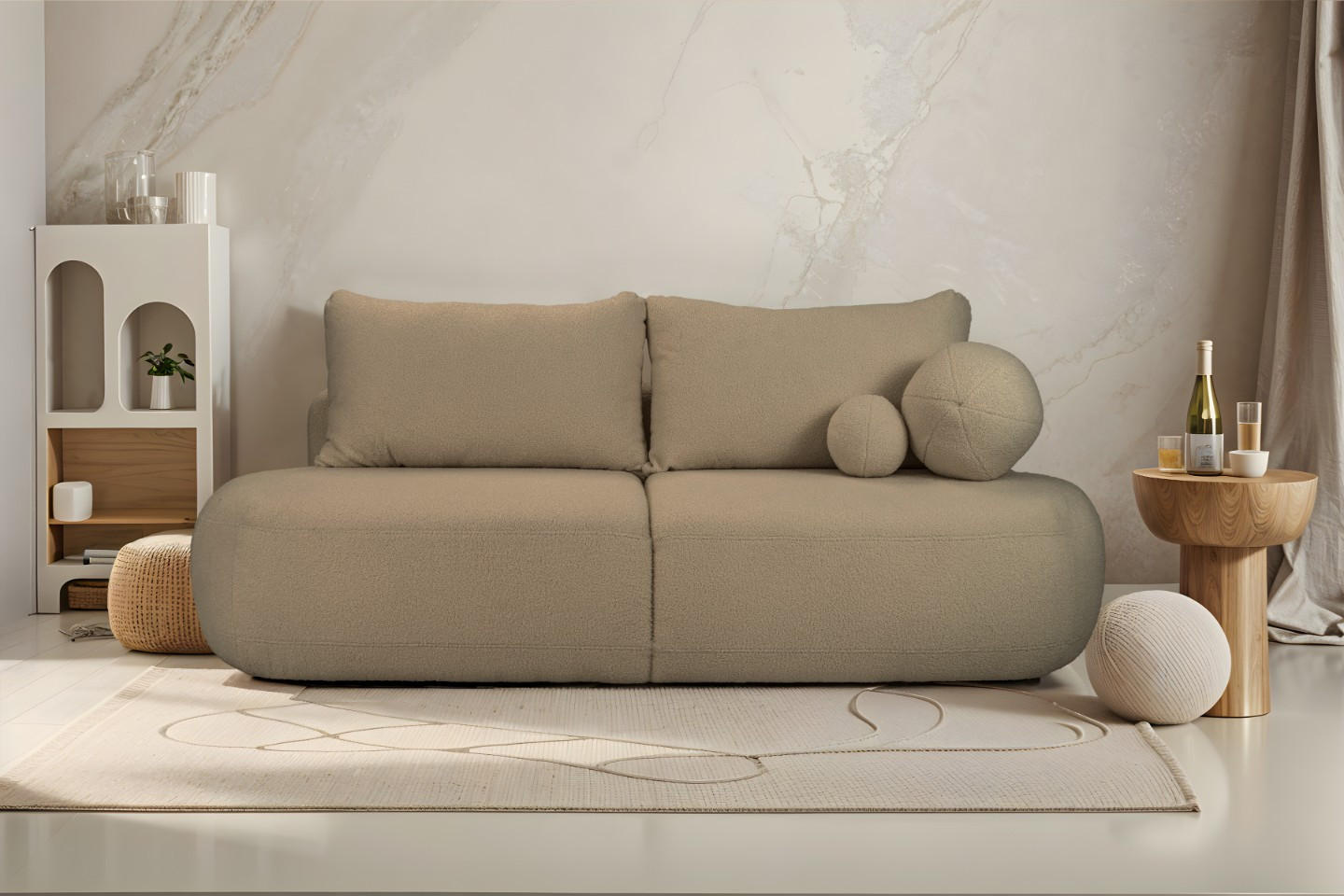 SCHLAFSOFA Mit Bettkasten Fabo, Stoff Quelle Hellbraun - Hellbraun, Holz/Textil (240/90/90cm) - Kaiser Möbel